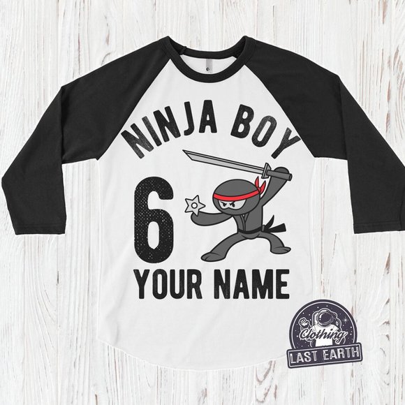 Ninja Boy Birthday Shirt Personalized Ninja Gifts for Boys Girls Graphic Tees - Picture 1 of 2